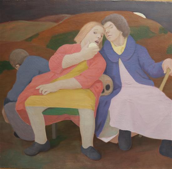 Francis West (b.1936), oil on canvas, Old Crones, 89 x 95cm